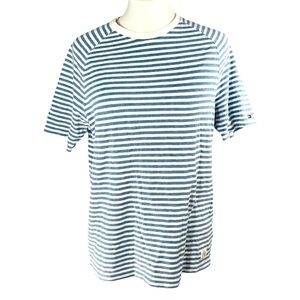 Tommy Hilfiger Striped T-Shirt Classic Navy White Vintage Y2K Nautical Size M